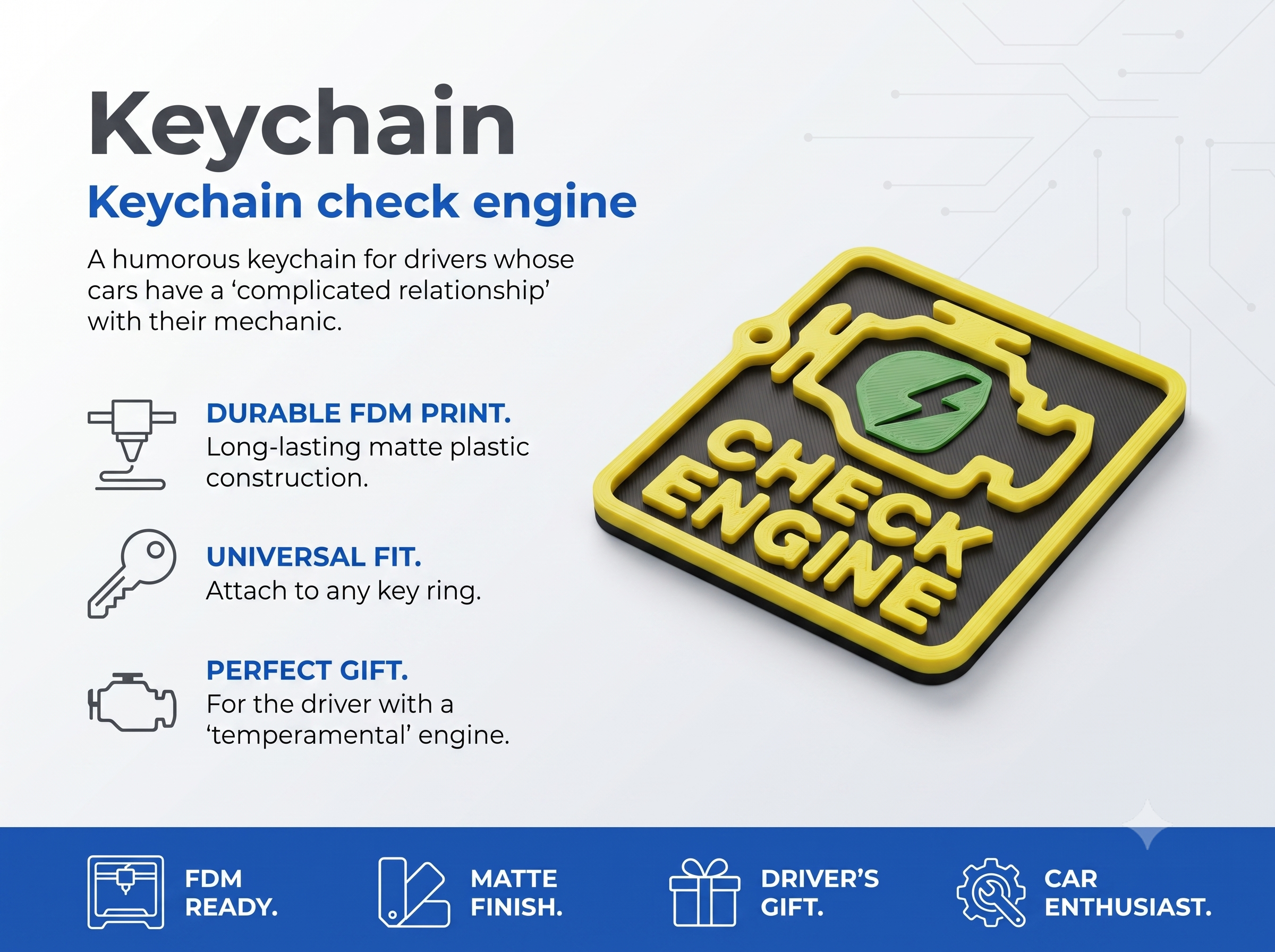 Funny Check Engine Light Keychain