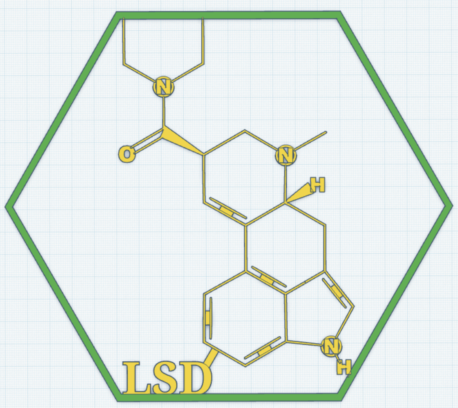 LSD Molecule Wall Art – 3D Printable Structure (Updated 2025 Version)