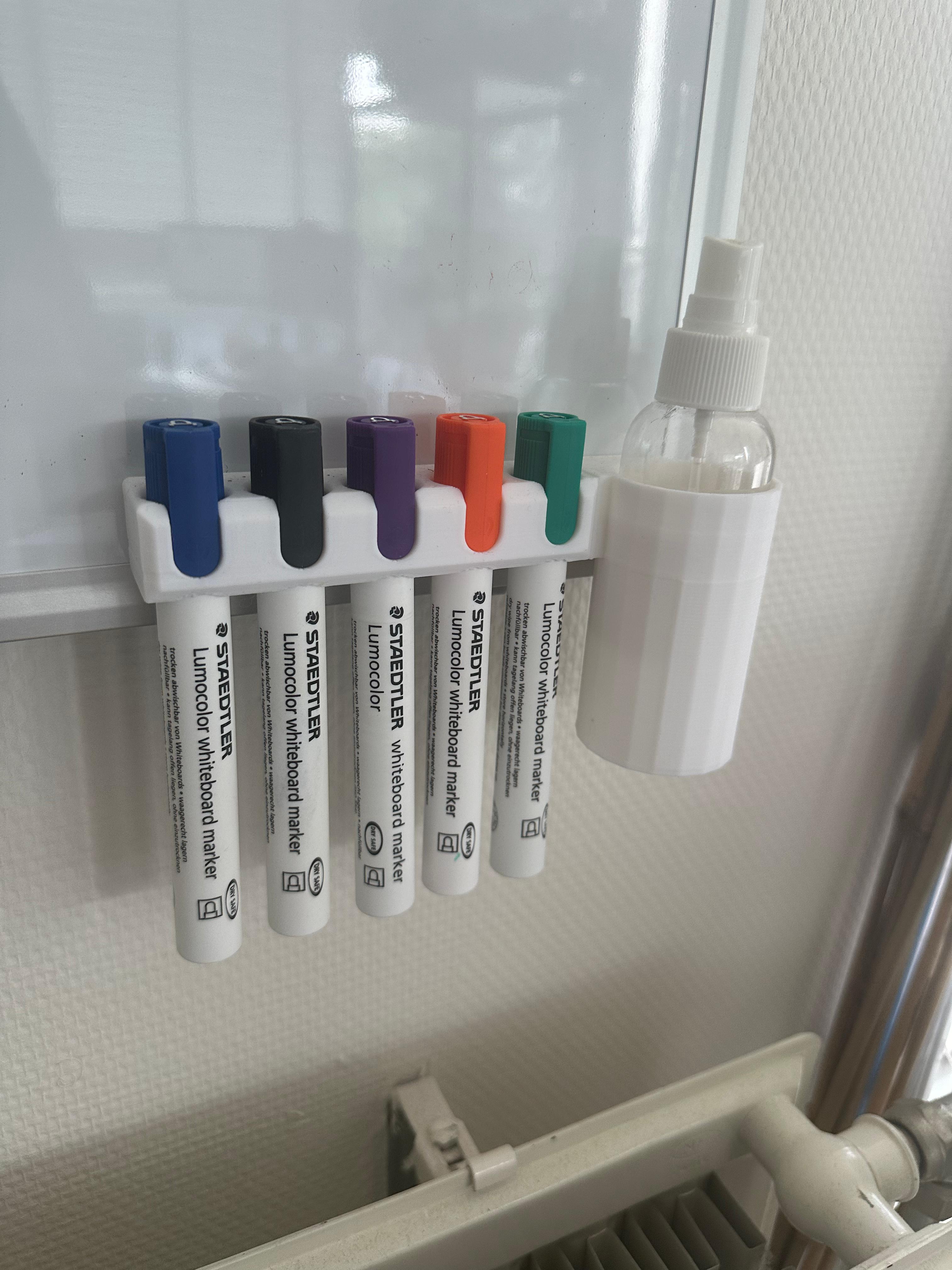 Magnetic Whiteboard Marker Holder for Starder Lumocolor with spray bottle