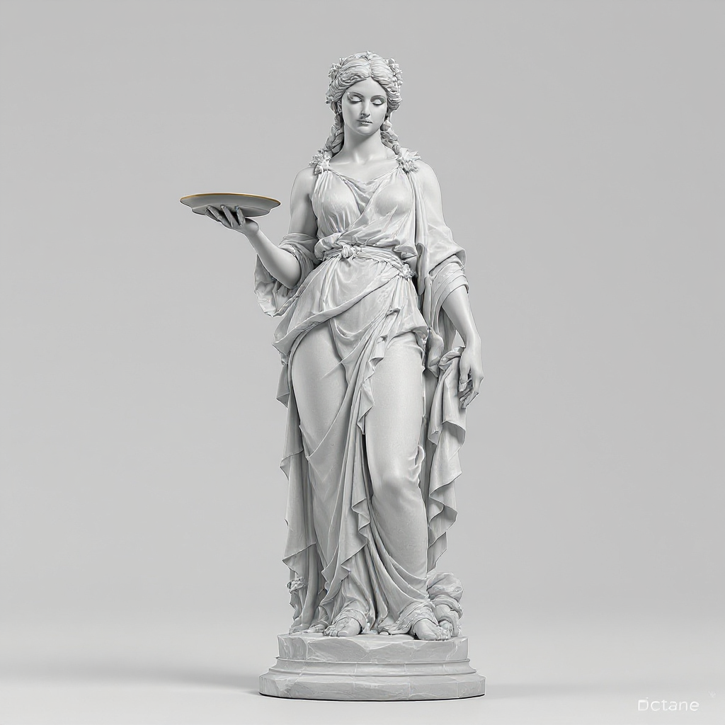statue serveuse avec plateau