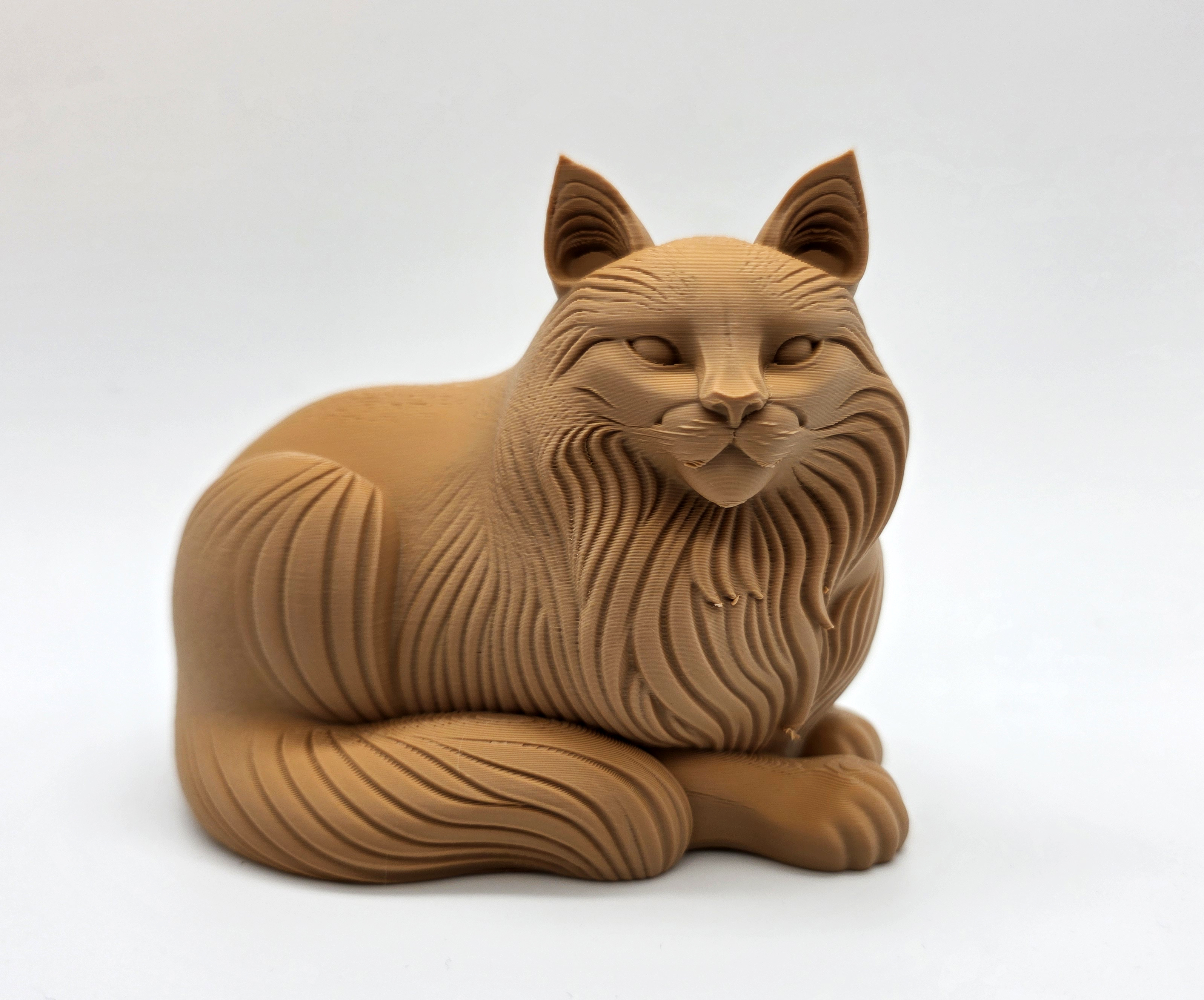 Wood-Carved Maine Coon Cat