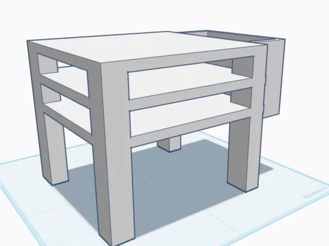 Armrest table with front pocket and two extra shelves