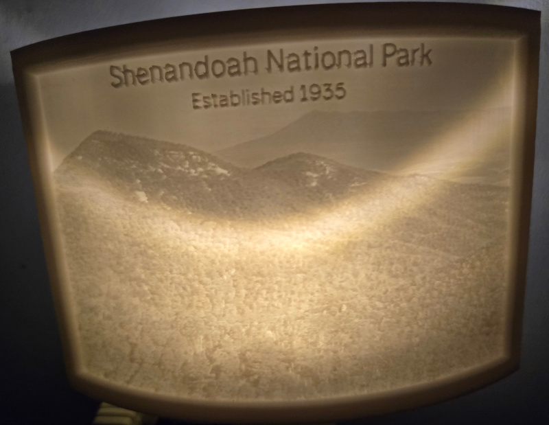 Shenandoah National Park Nightlight Lithophane