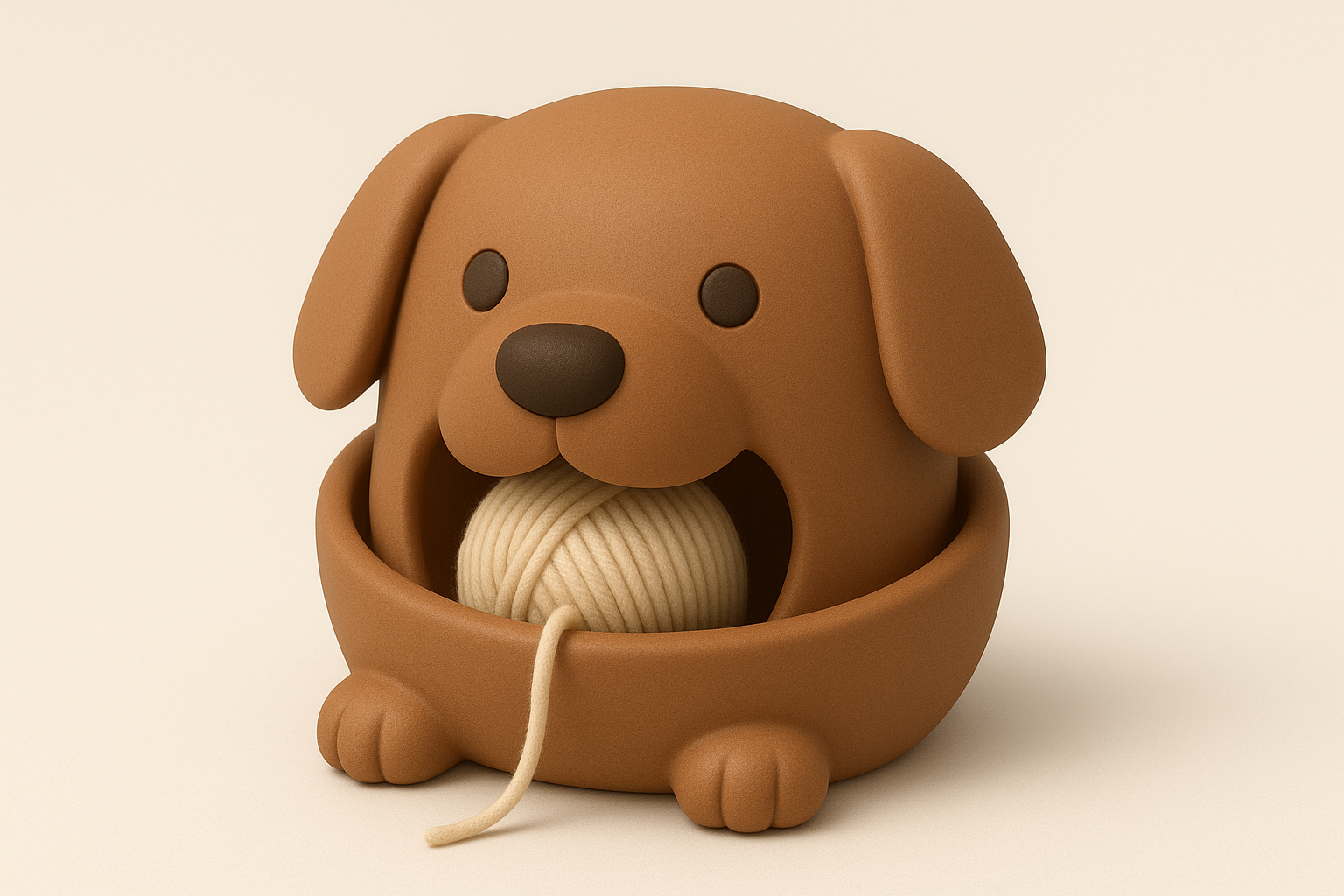 Dog with yarn