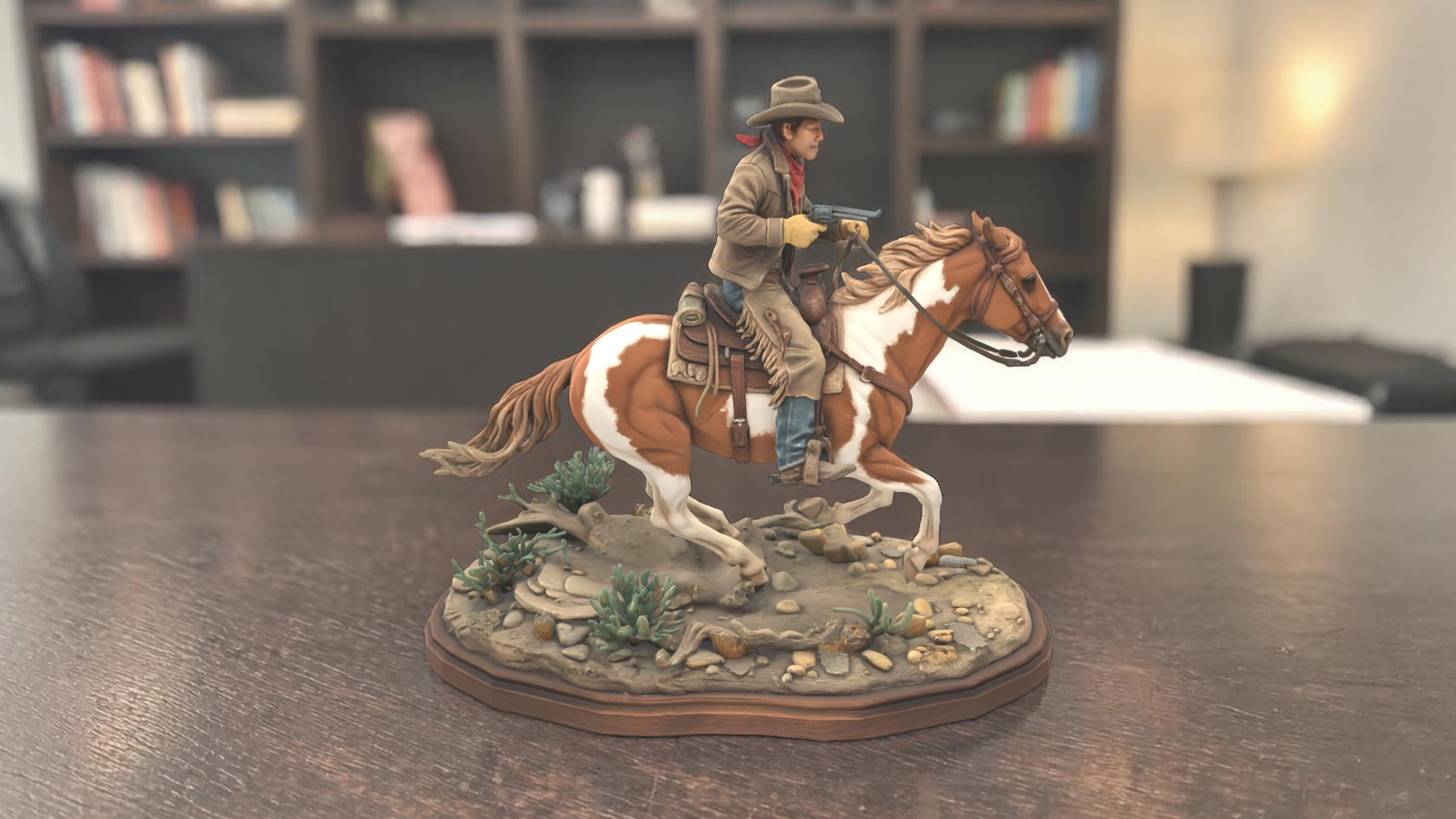 Western Cowboy Riding Horse Diorama | 3D Printable Sculpture STL Files