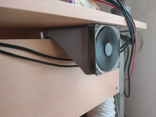 Under-desk cooling fan shroud