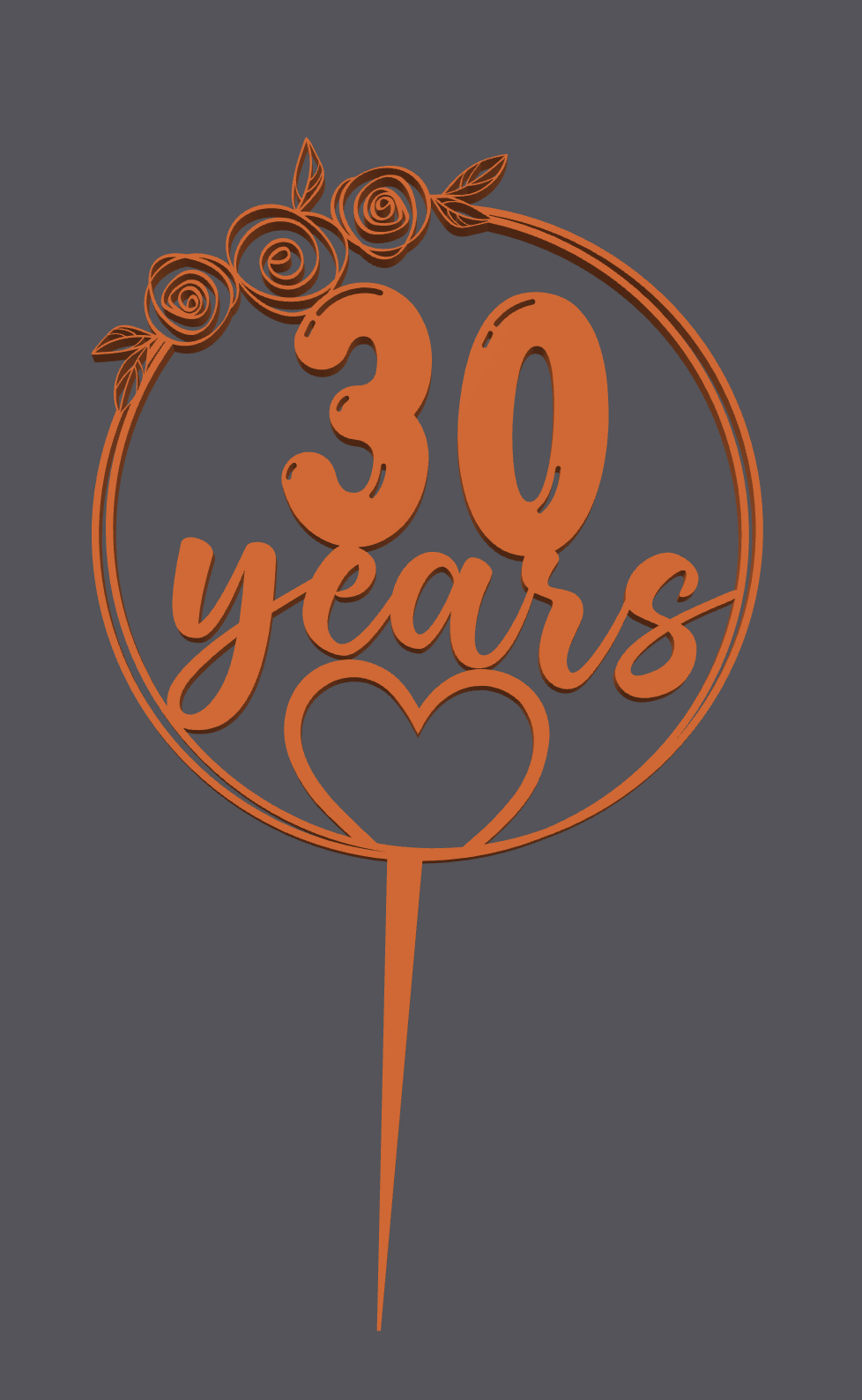 Topper para pastel – Corazón con 30 años | Cake Topper – Heart with 30 Years | 3D Print