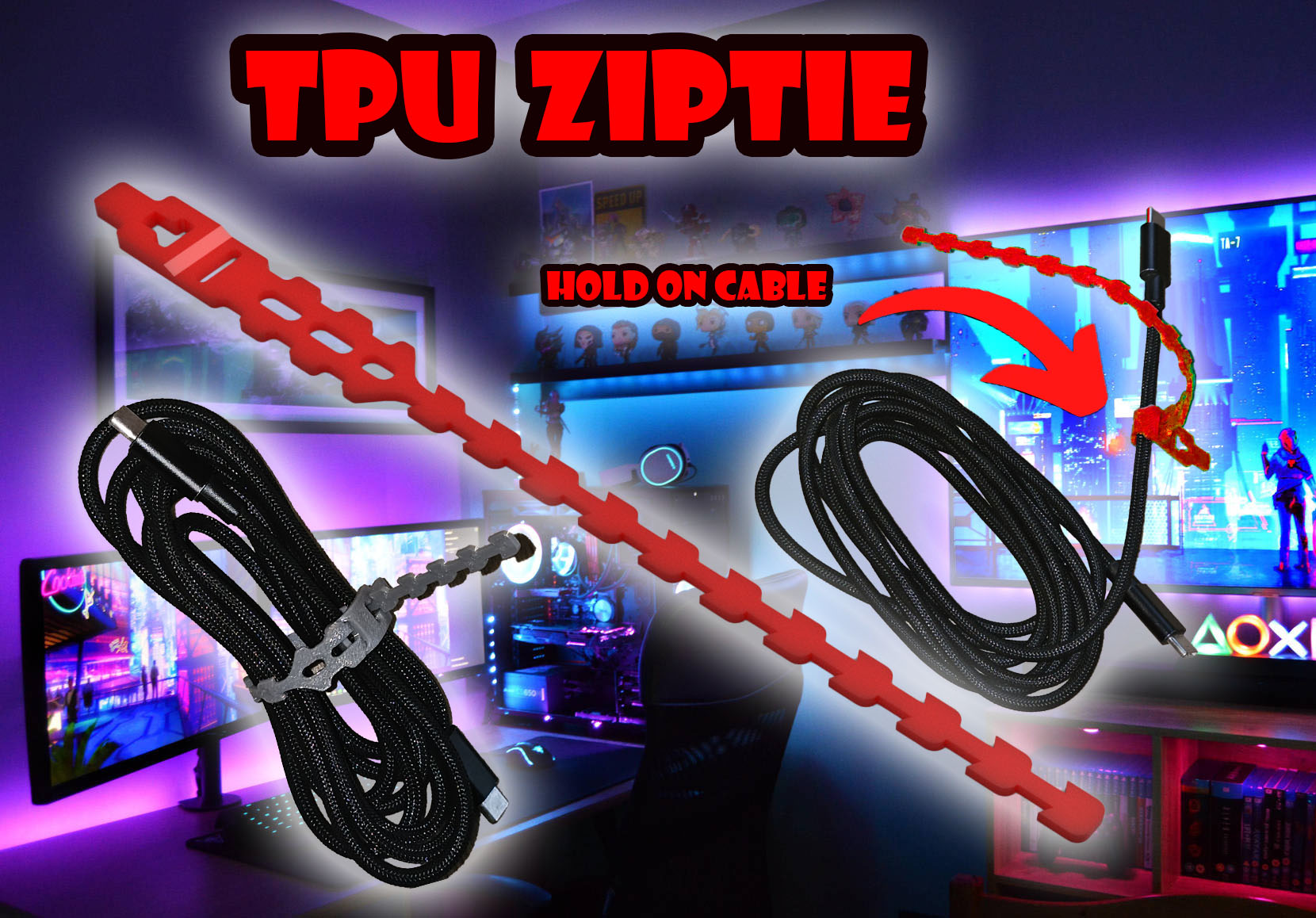TPU cable Ziptie hold on cable