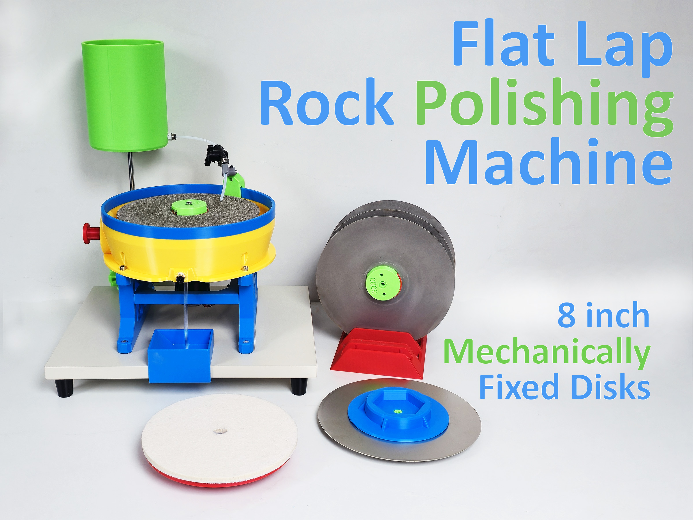 Flat Lap Rock Polishing Machine with Mechanically Fixed Disks 3D model