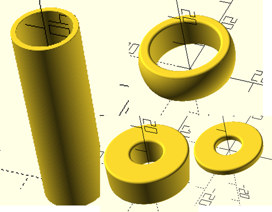Customizable Parametric Ring Washer Spacer Ring Tube Seal Generator with variable inner and outer diameter roundings and bulge