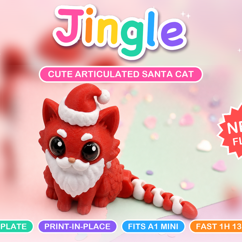 Cute Santa Cat Flexi Toy, Christmas Kitten by Dagroove Workshop ...