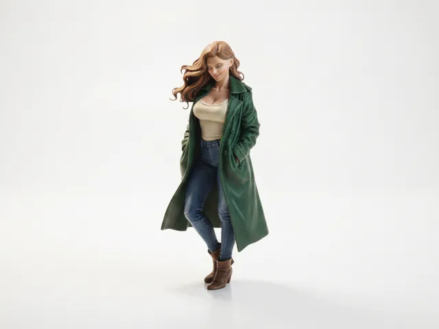 Elegant Woman Coat Figurine Female Figure 3D Printable