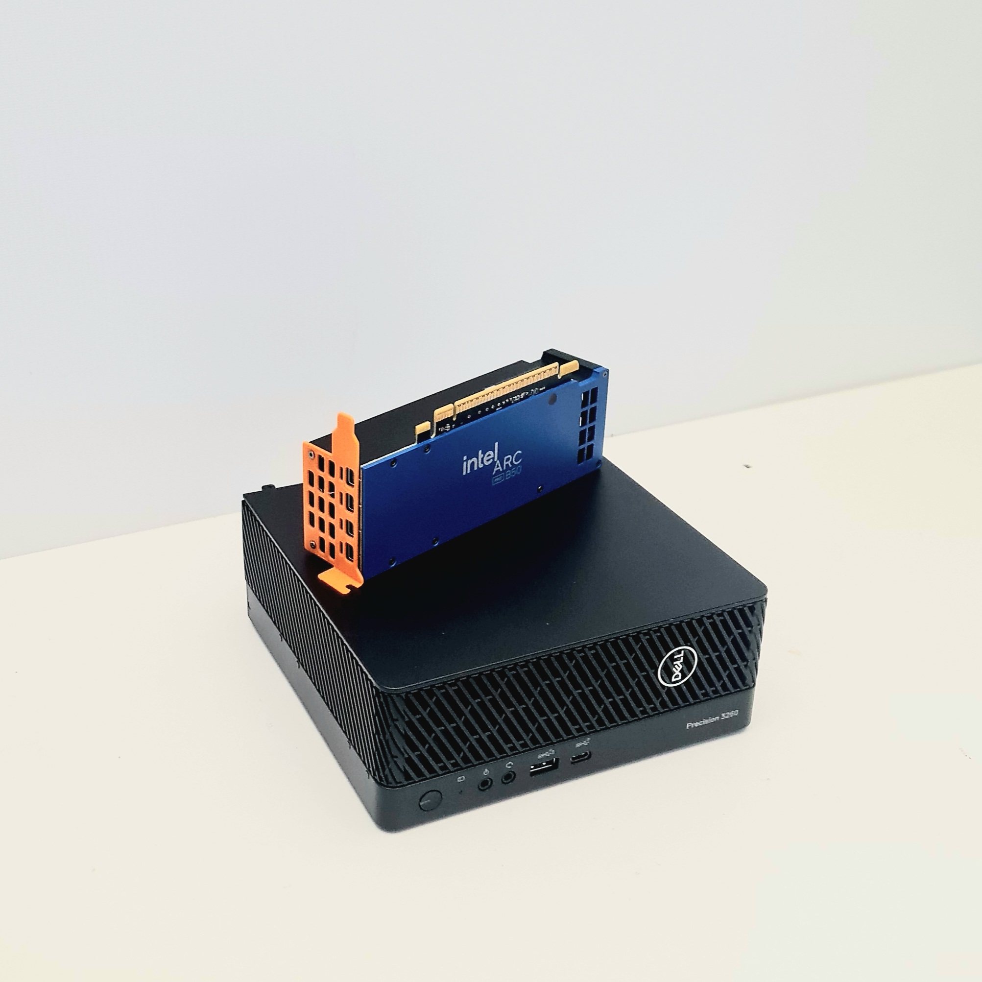 Custom GPU bracket 3D model file for Intel Arc Pro B50 to fit in Dell T3260 Compact