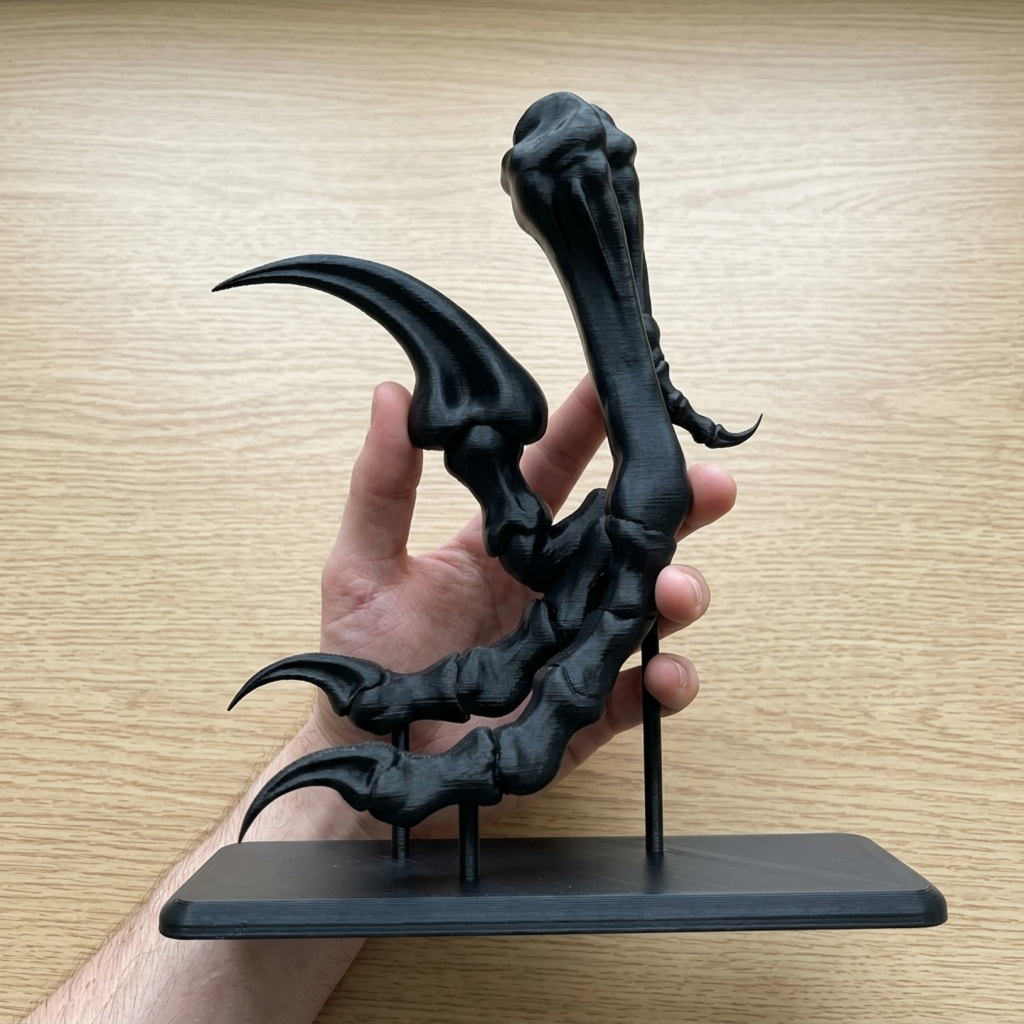 Velociraptor Claw — Life Size Dinosaur Fossil Replica with Display Stand — miniatura 2