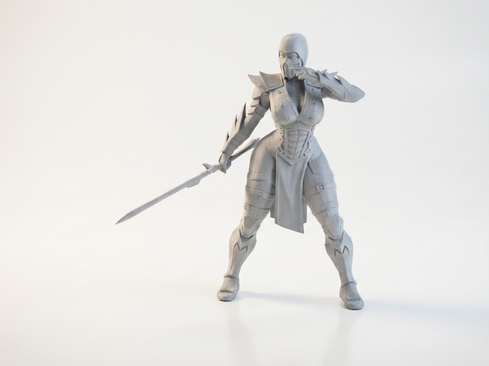 Armored Female Warrior Figurine 3D Printable