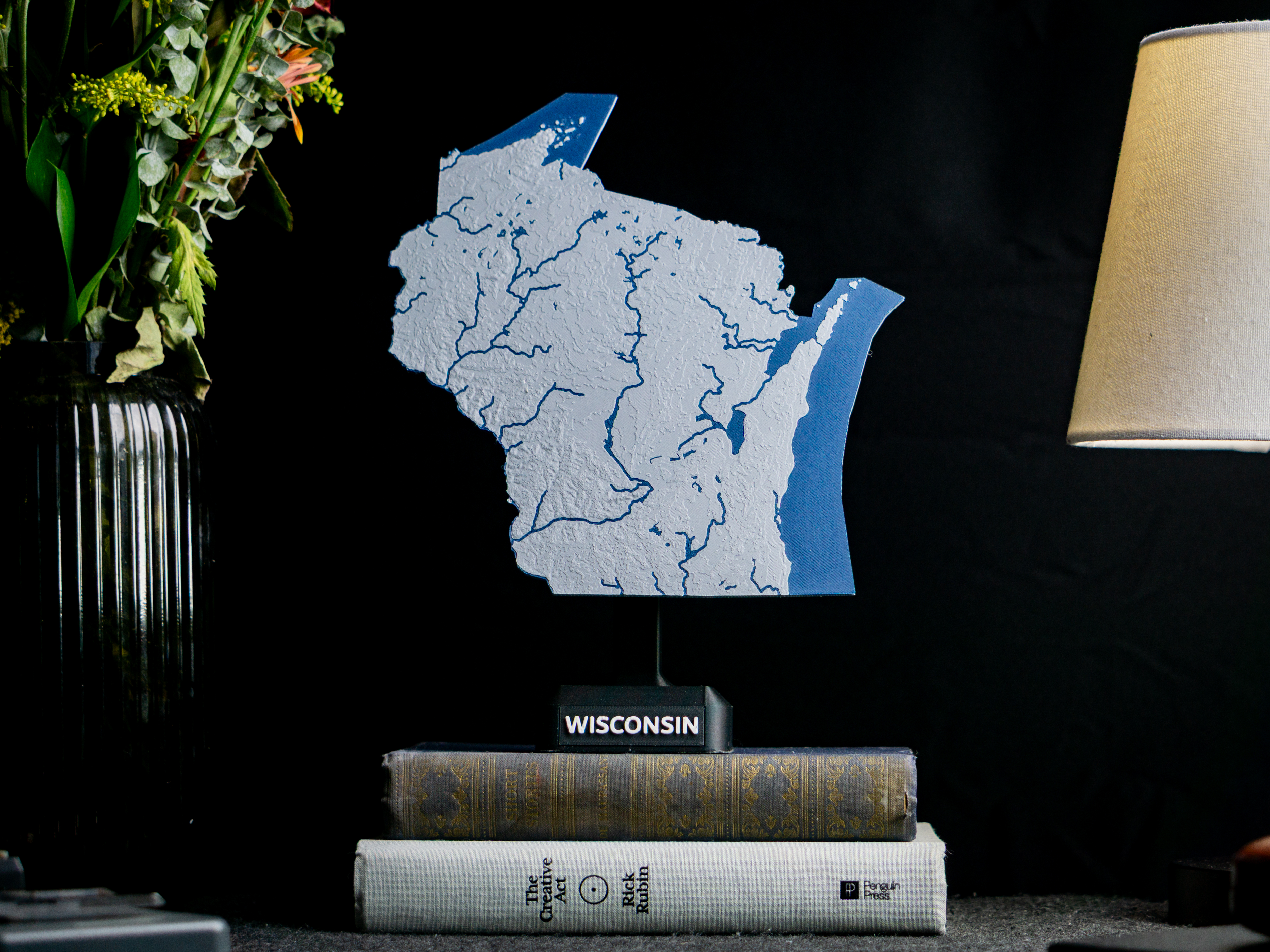 Wisconsin, USA (WI) Topographic Map with Rivers
