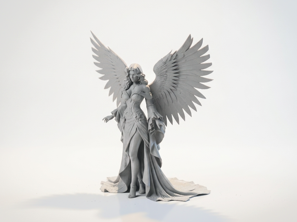 Angel Dress Winged Female Figurine 3D Printable