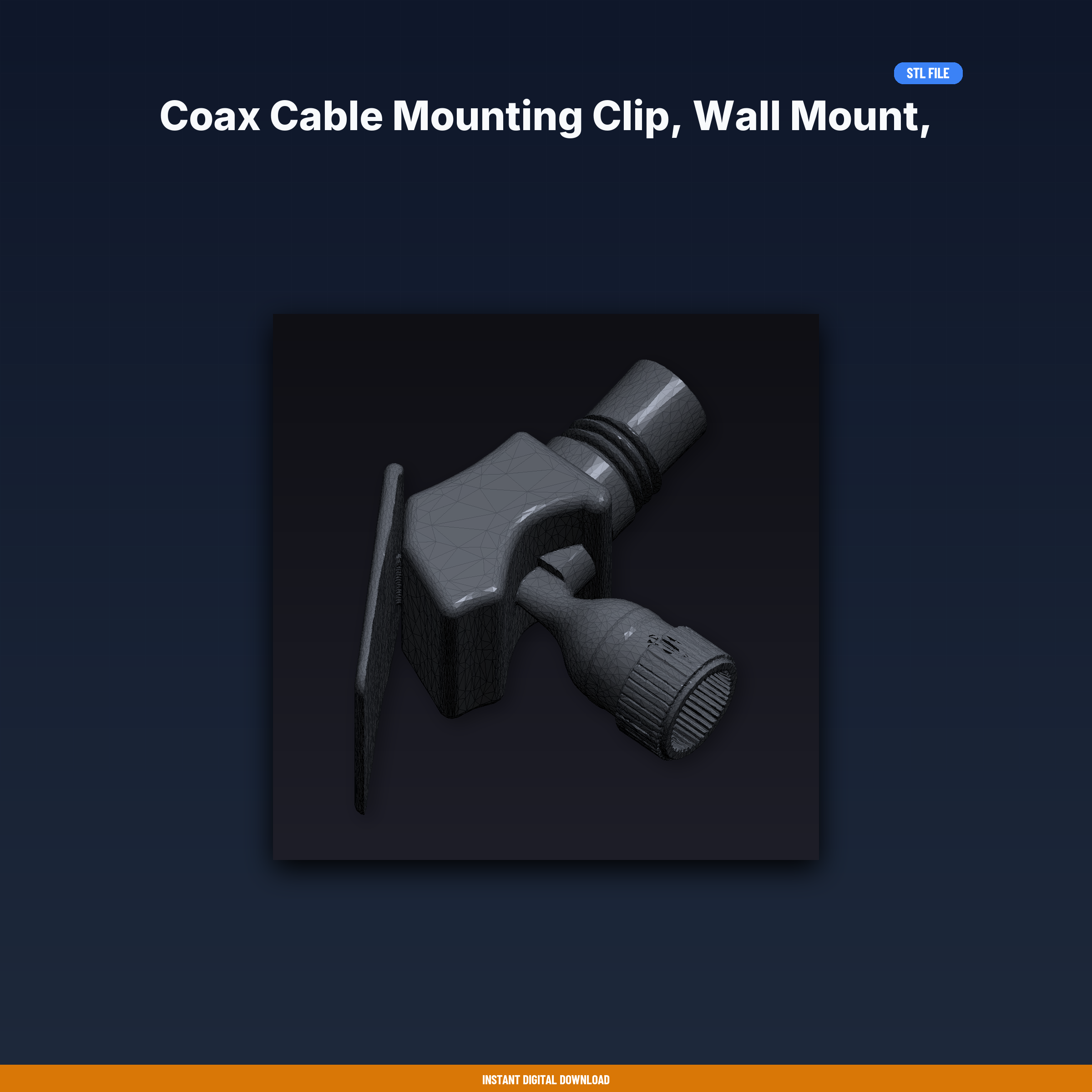 Coax Cable Mounting Clip, Wall Mount, Holds Rg-8 Rg-58, Set Of 10 - 3D Printable STL File