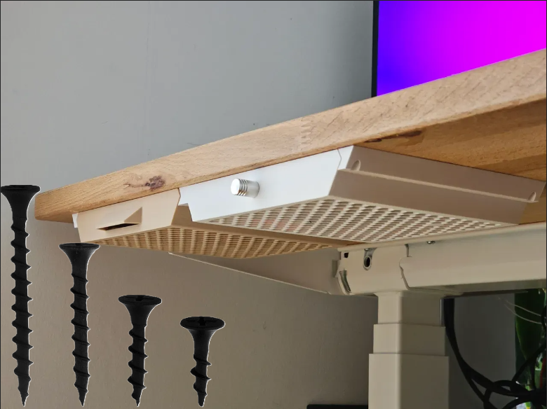 Under Desk Drawer working with mdf screws(or any other screw with big screw head)