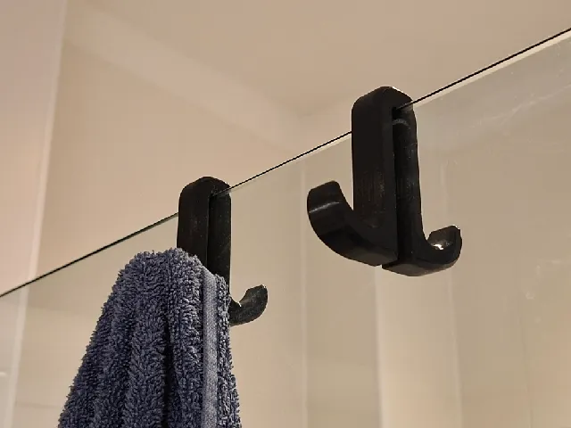 Shower Hook - All Sizes - Glass 6mm, 8mm, 10mm, 1/4", 3/8", 1/2" + FreeCAD Parametric Model