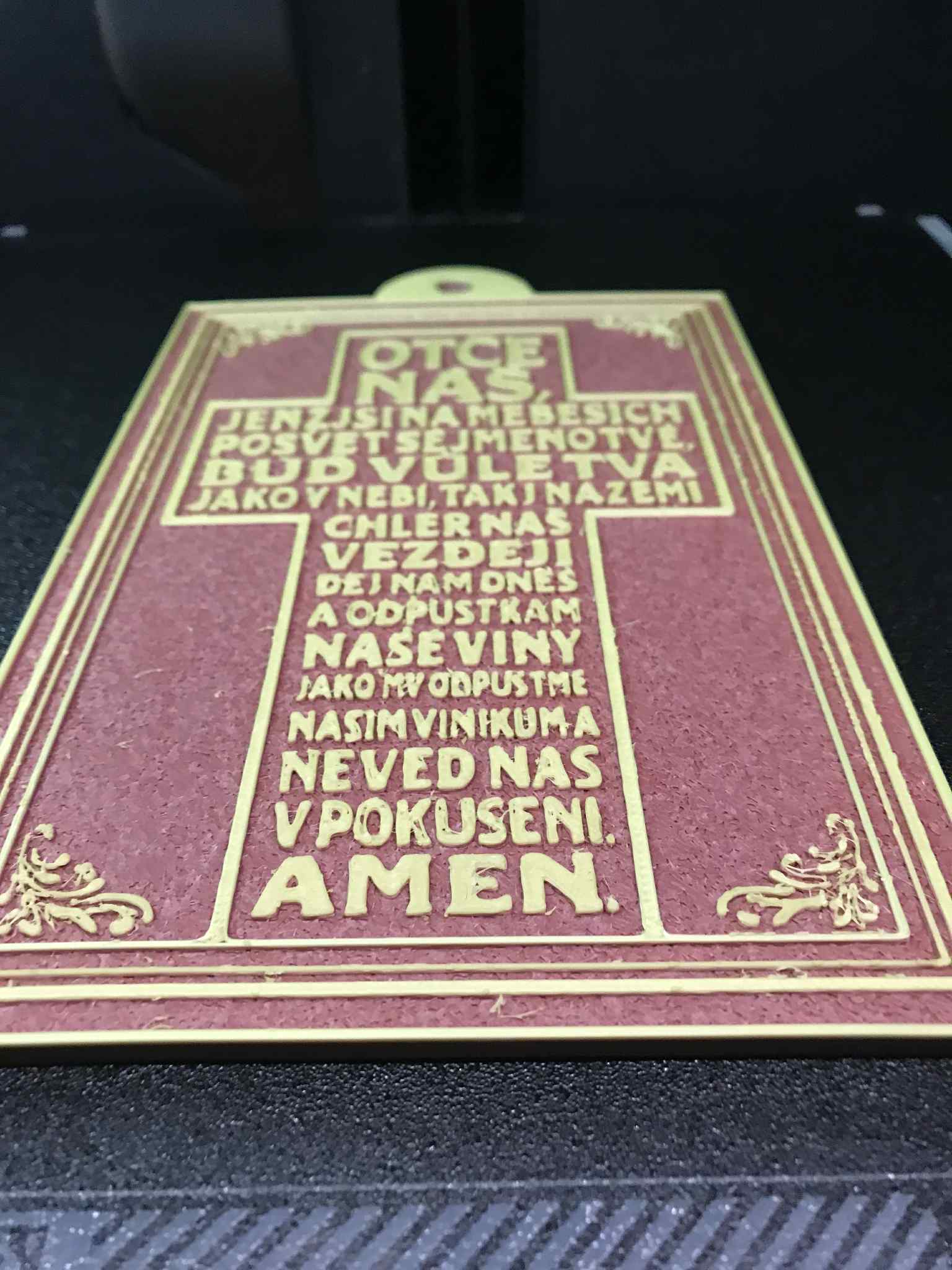 Our Father in Czech text Relief model