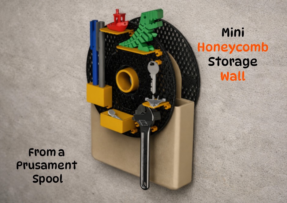 Mini honeycomb storage wall - from a Prusament spool