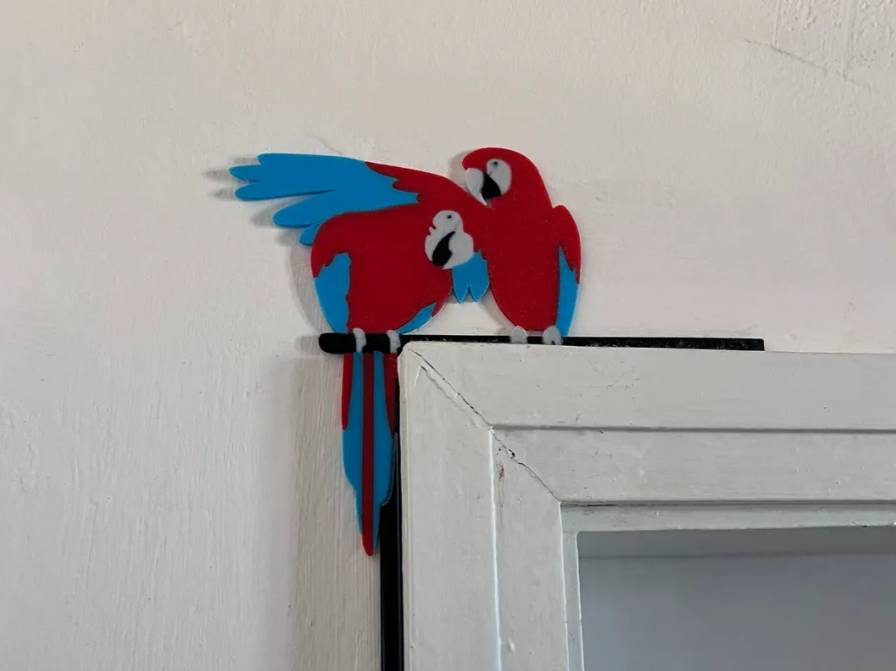 Parrots door ornament