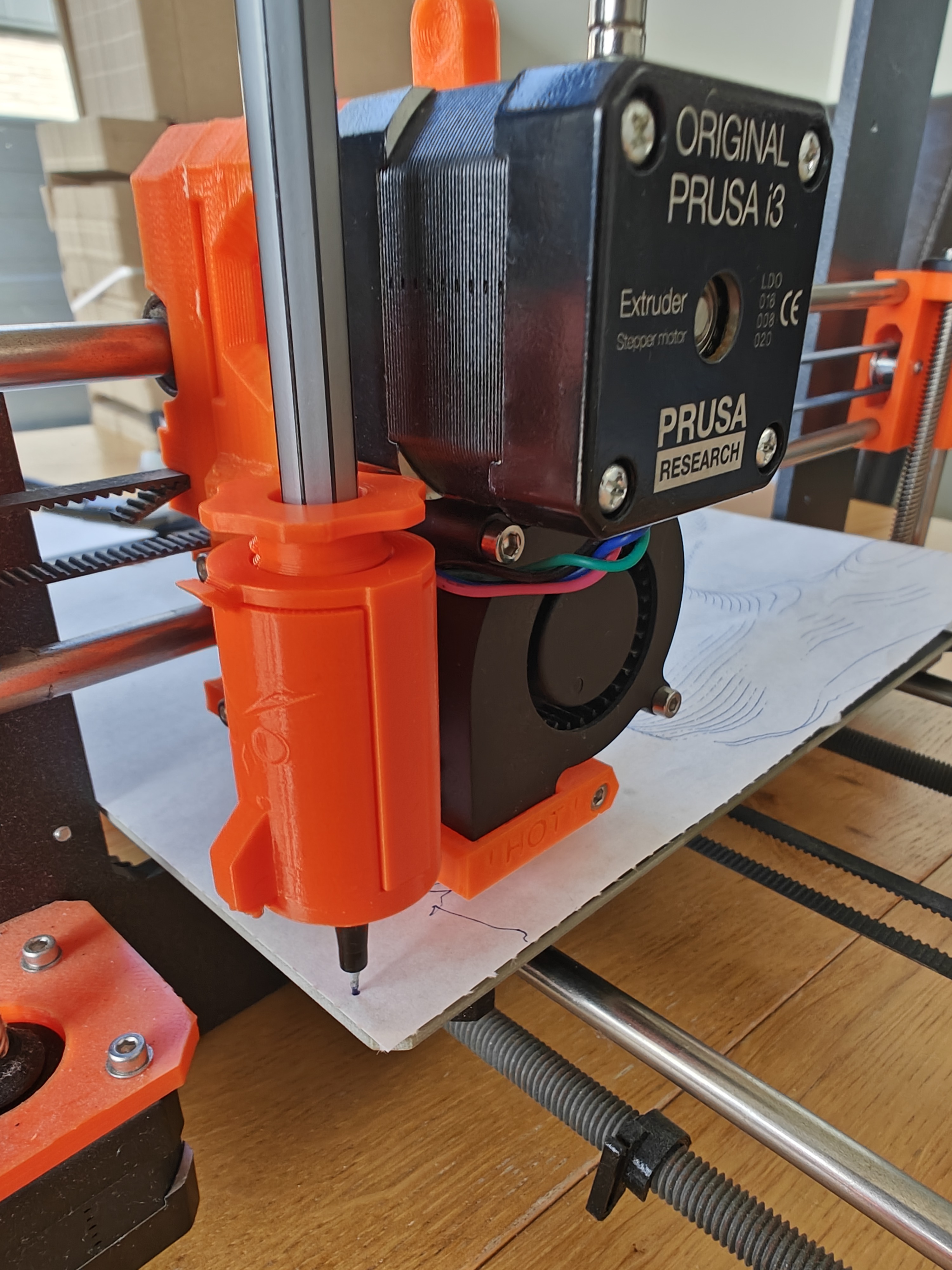 Pen plotter attachment for Prusa MK2