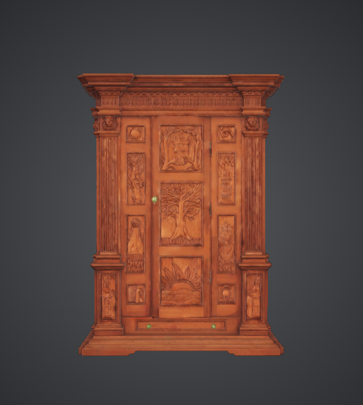 Ornate Carved Wooden Wardrobe