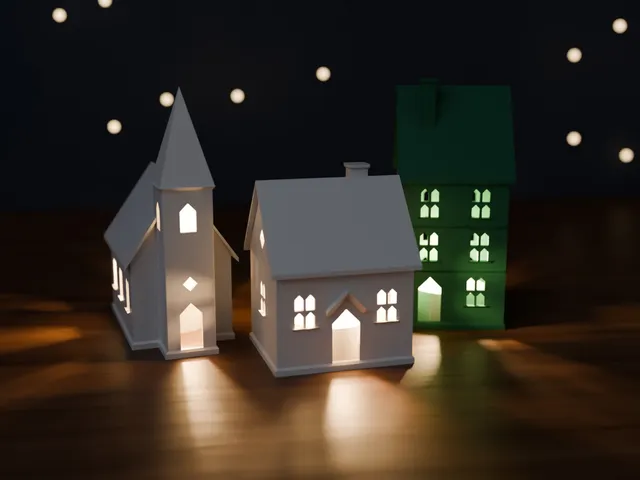 Christmas Tea Light Village - 3 Houses, No Supports