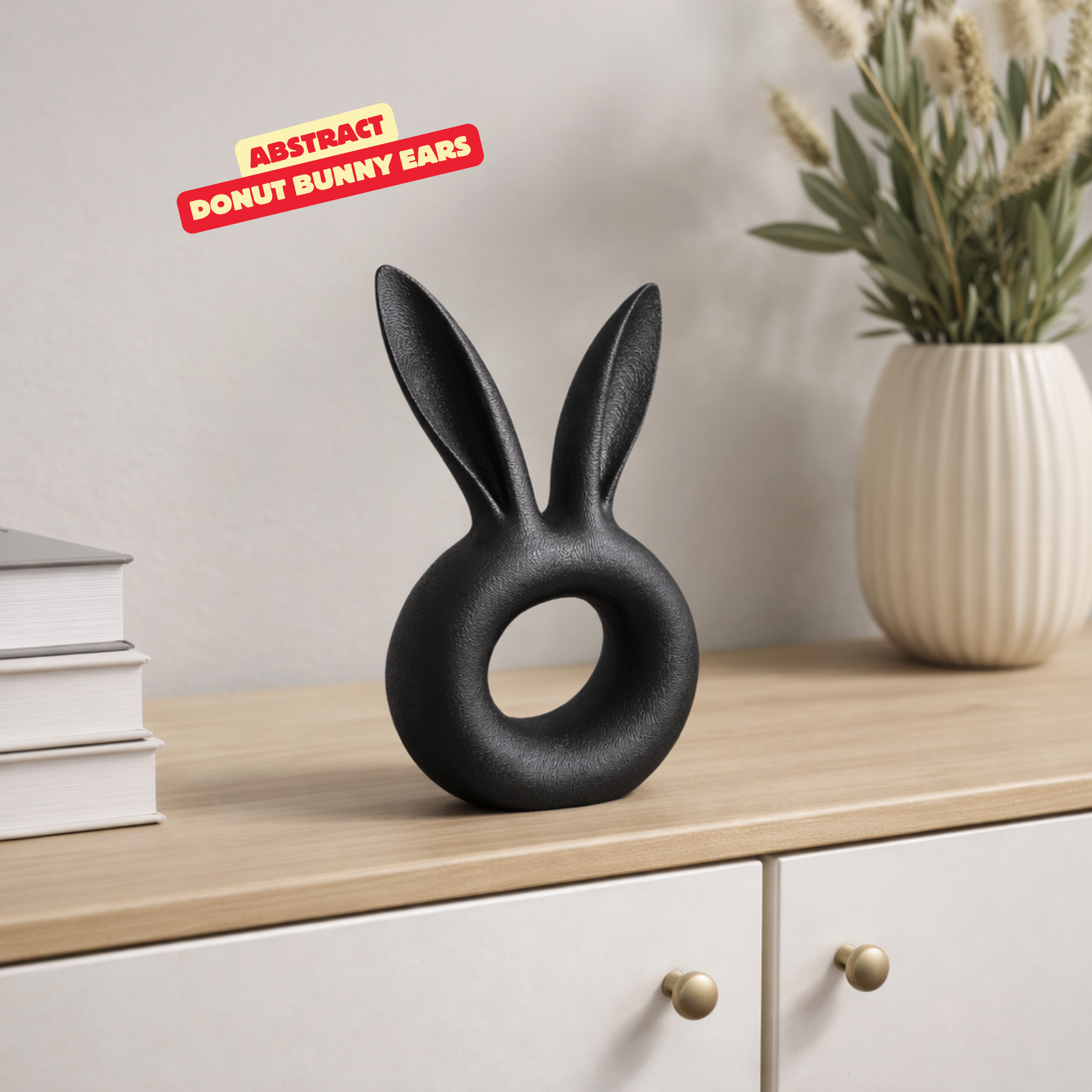 ABSTRACT DONUT BUNNY EARS / ABSTRACT EASTER DECOR / MINIMAL EASTER DECOR / MODERN HOMEDECOR