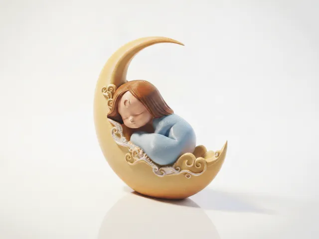 Sleeping Moon Figurine Celestial Decor 3D Printable