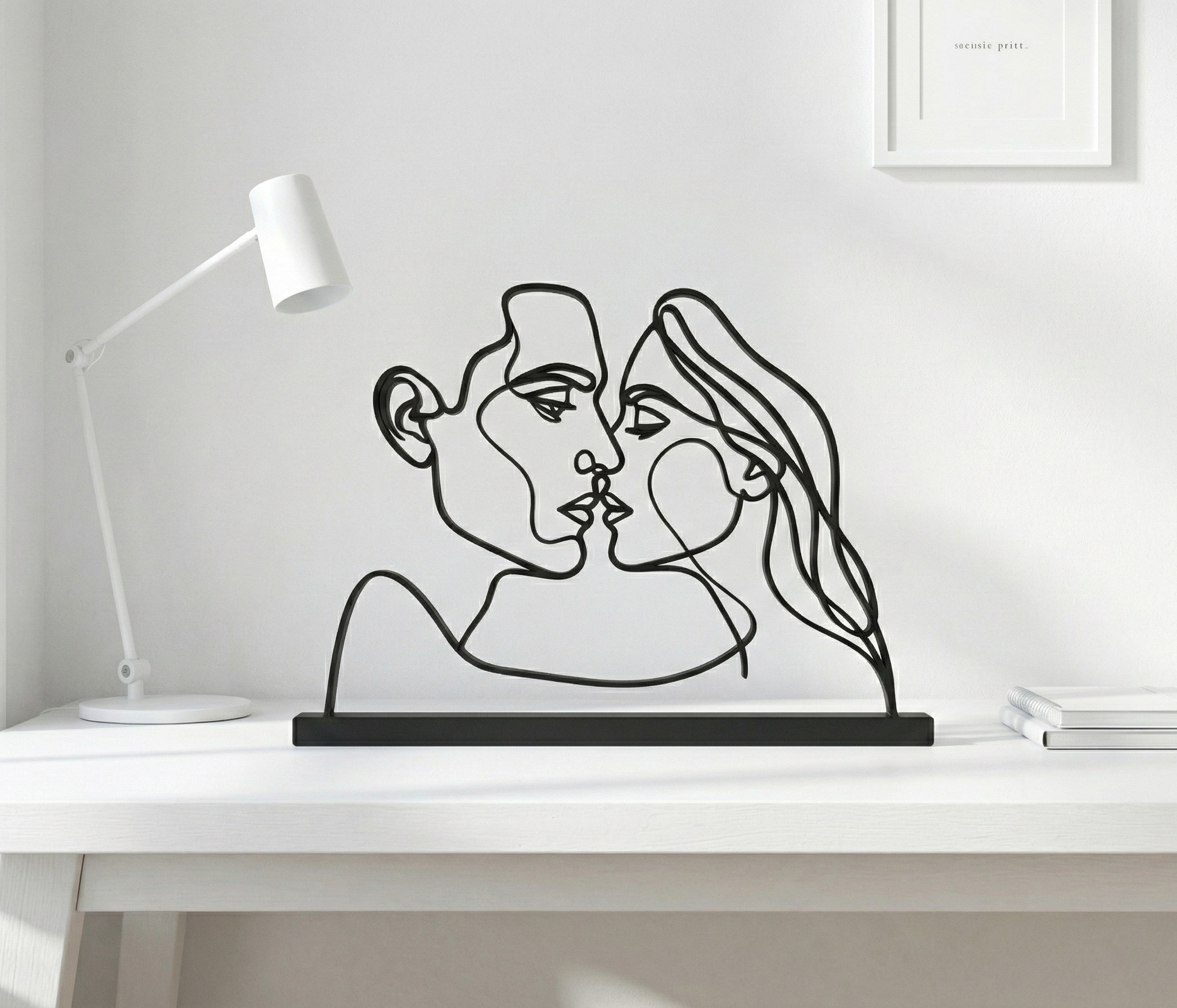 Minimalist Kiss - Modern Wire Art Love Decor