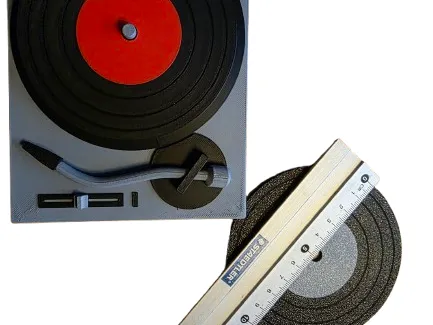 Turntable With Vinyl Record Coasters