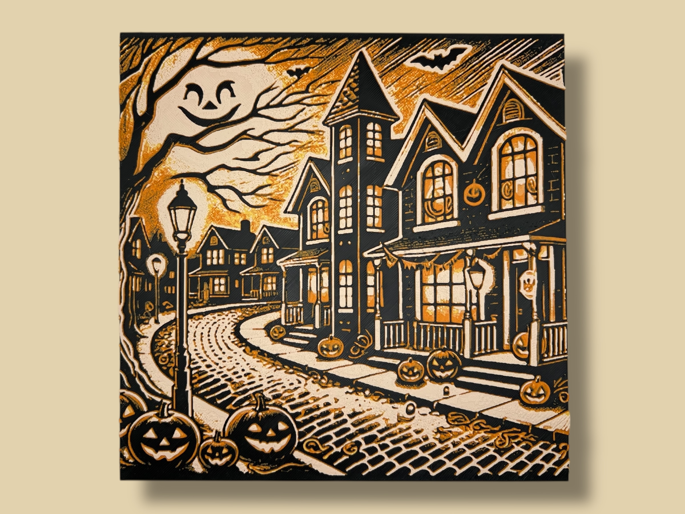Haunted Harvest Lane – Vintage Halloween Village Hueforge