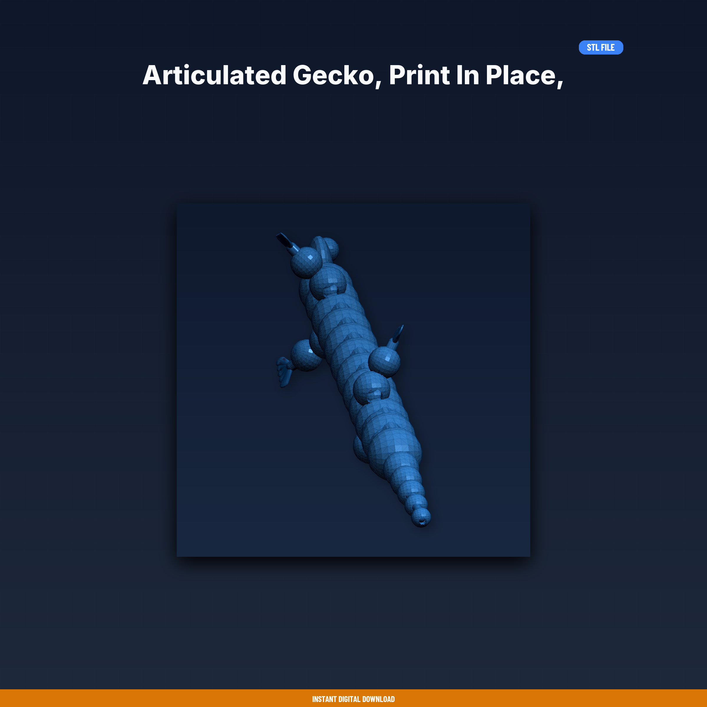 Articulated Gecko, Print in Place, Ball Socket Joints, Paddle - 3D Printable STL File