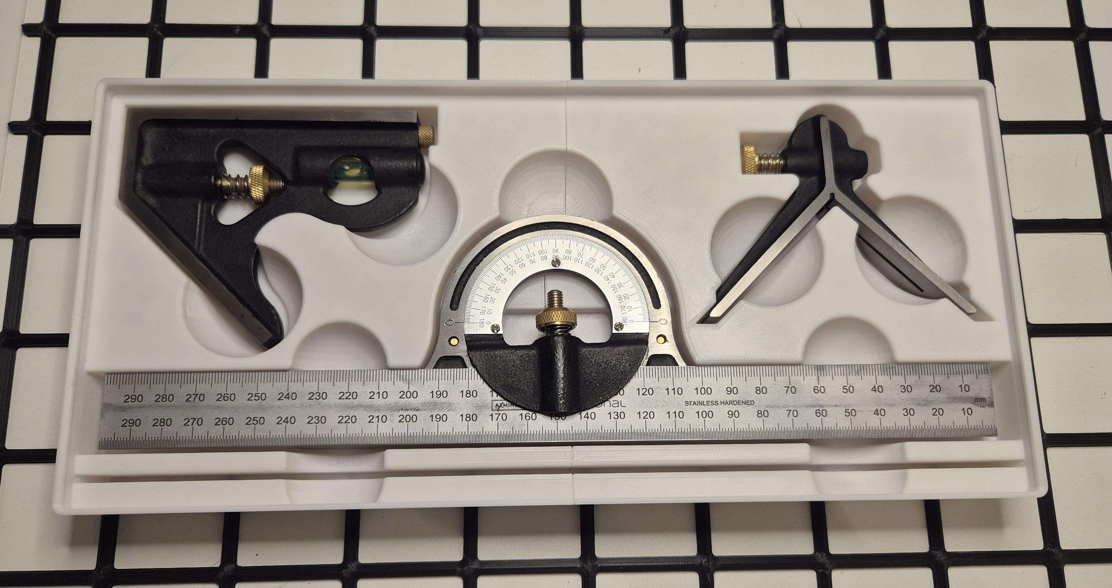 Axminster Professional Combination Square Set 300mm (4 piece) Gridfinity Holder