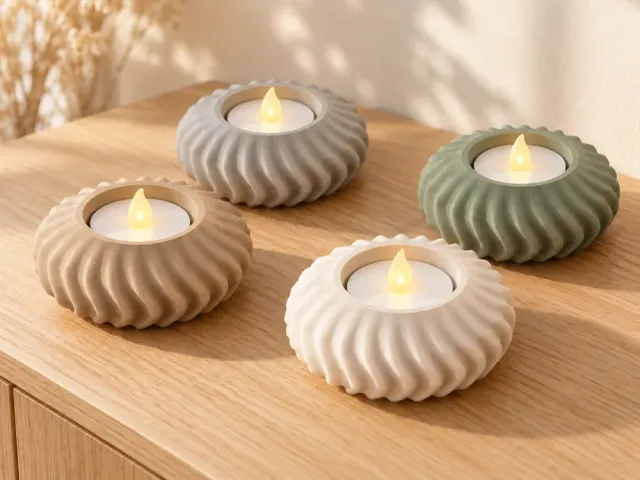 Wave Glow – Wavy Ribbed LED Tealight Holder