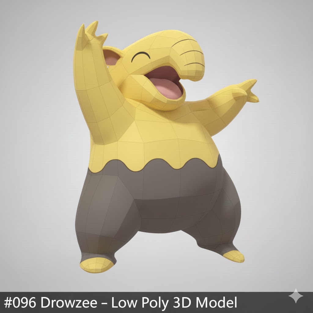 #096 Drowzee – Low Poly Pokémon