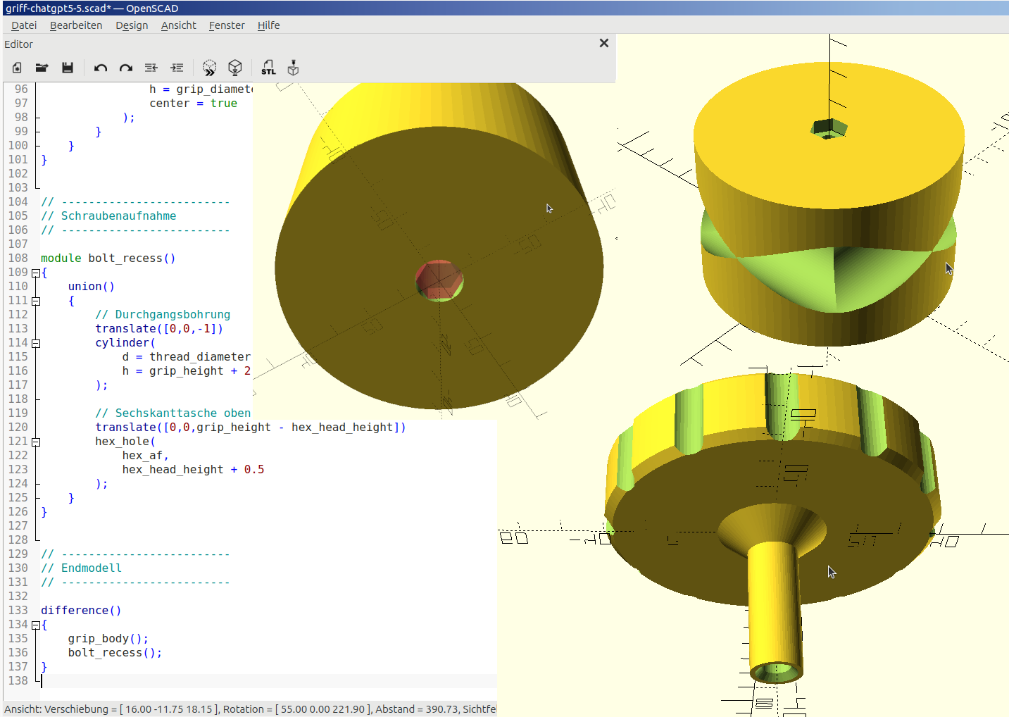 AI - OpenSCAD - Benchmark knurled knob