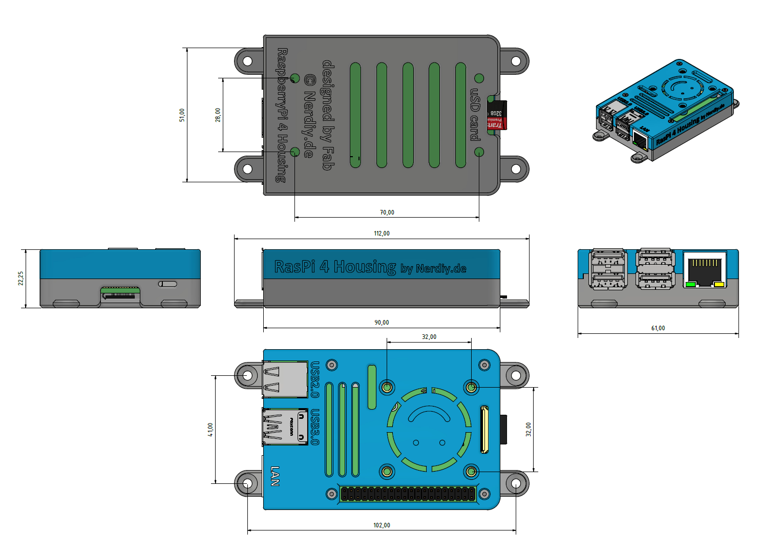Raspberry Pi 4 case by Nerdiy.de — miniatura 7