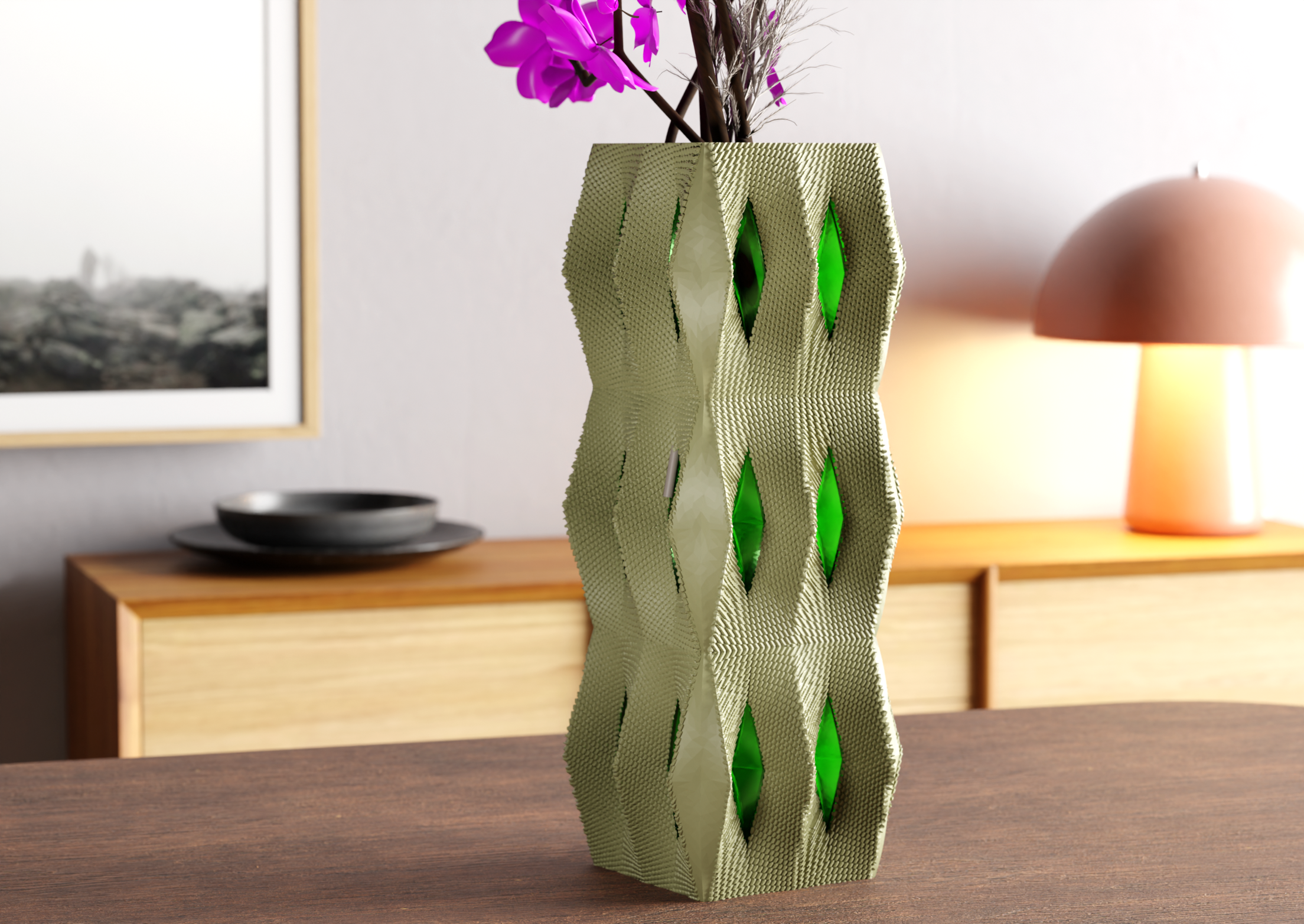 TEXTURED PARABOLOIDE VASE – « TWO COLORS »
