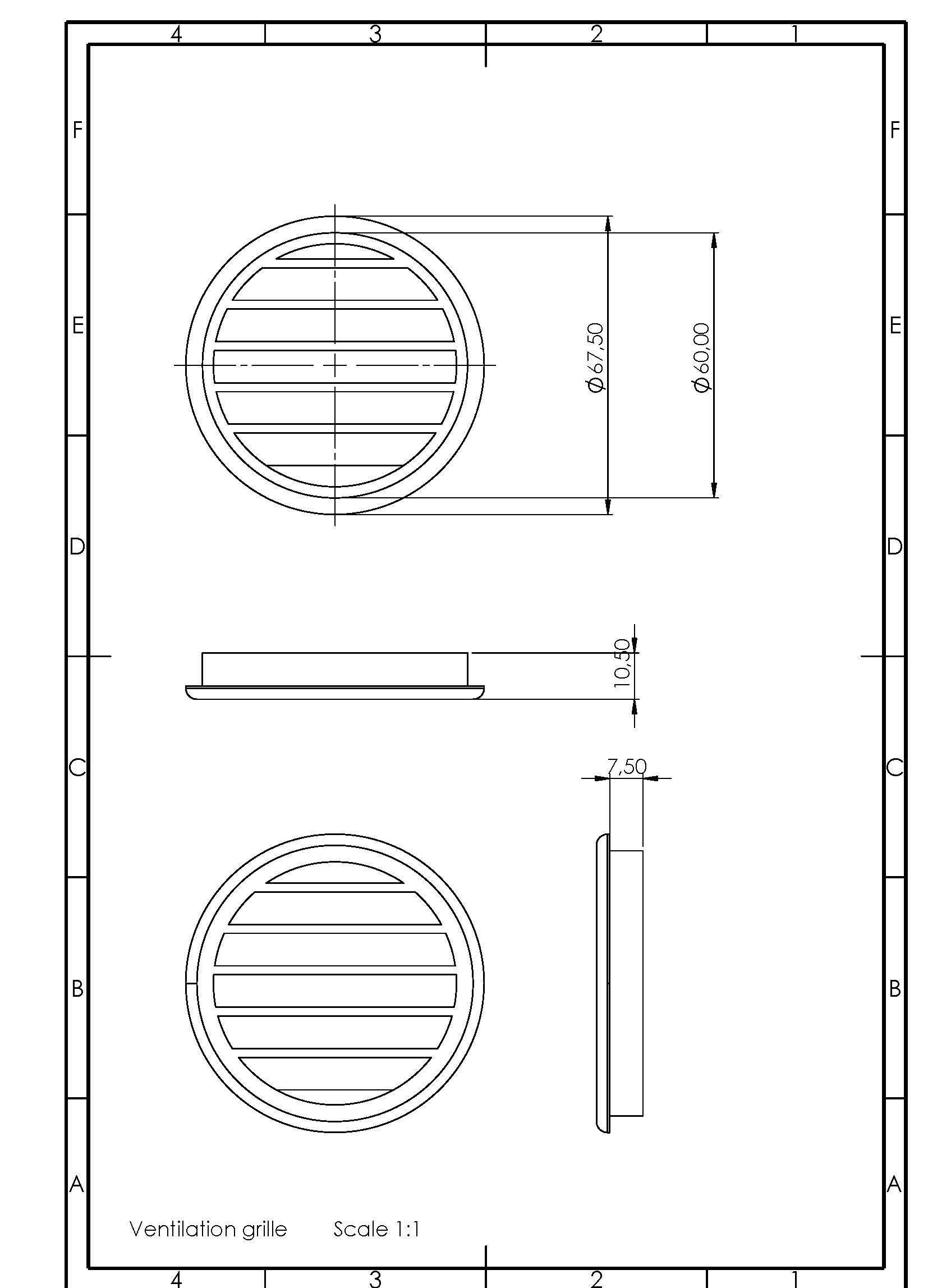 Ventilation grille for LM boats