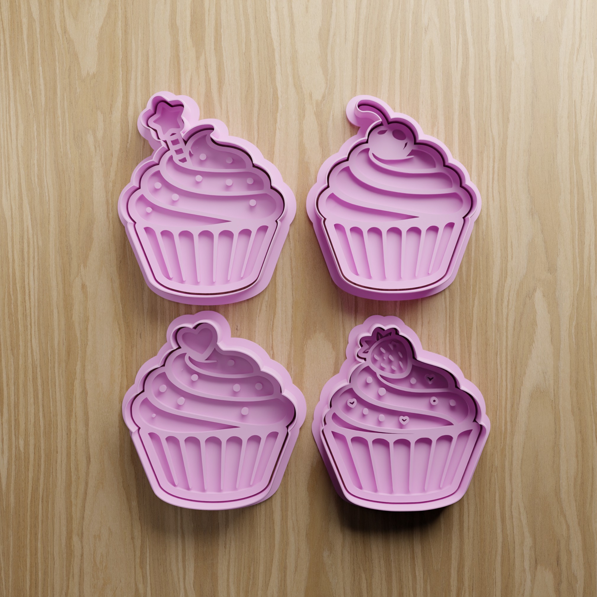 Cupcake Cookie Cutter STL Bundle | Cute Dessert Fondant Cutter Set | 3D Printable Baking Files