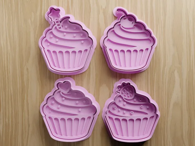 Cupcake Cookie Cutter STL Bundle | Cute Dessert Fondant Cutter Set | 3D Printable Baking Files