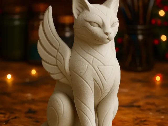 Elegant Winged Cat Statue