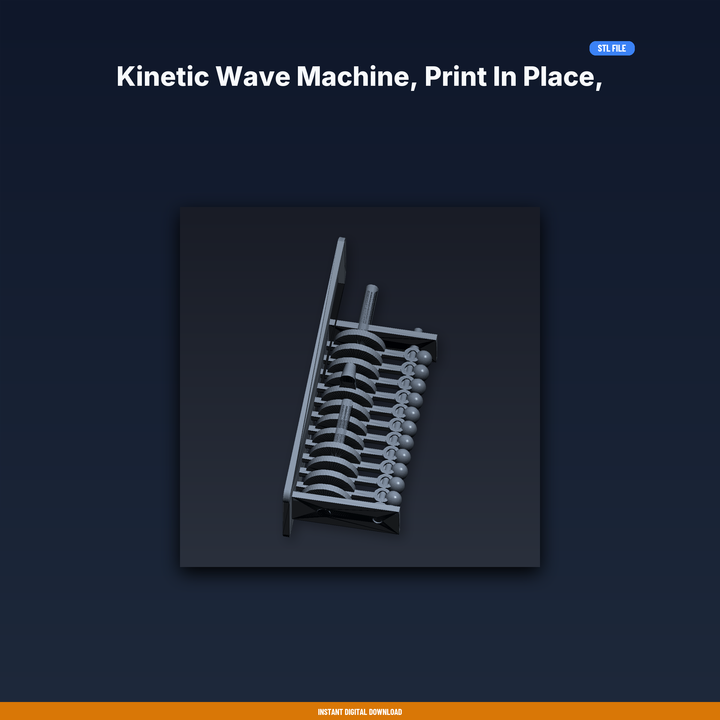 Kinetic Wave Machine, Print in Place, 12 Pendulum Arms, Phase - 3D Printable STL File