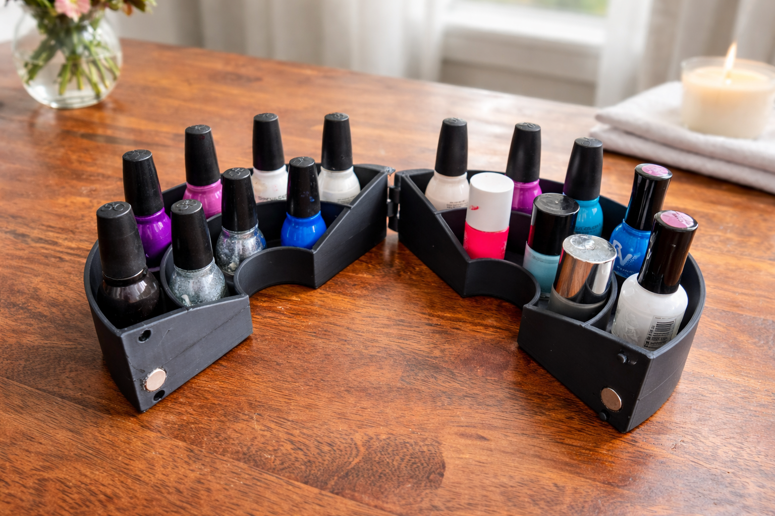 Modular Nail Polish Organizer (Magnetic + Hinged Design) 3D model