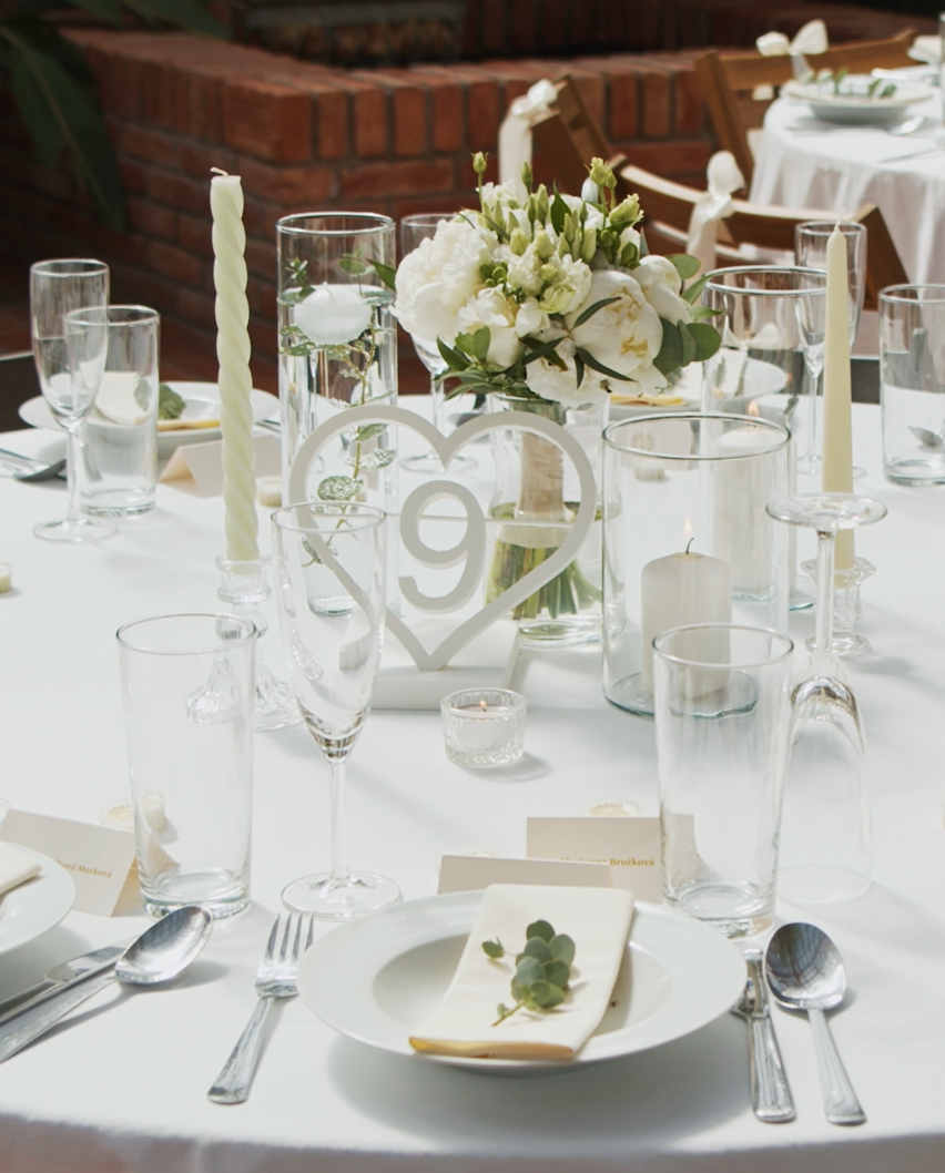 Heart shaped table numbers with a standing option