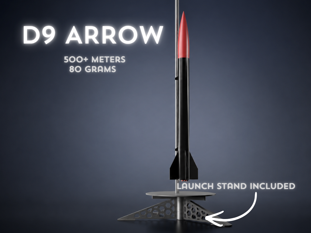 D9 Arrow – 3D Printed Model Rocket with Launch Stand
